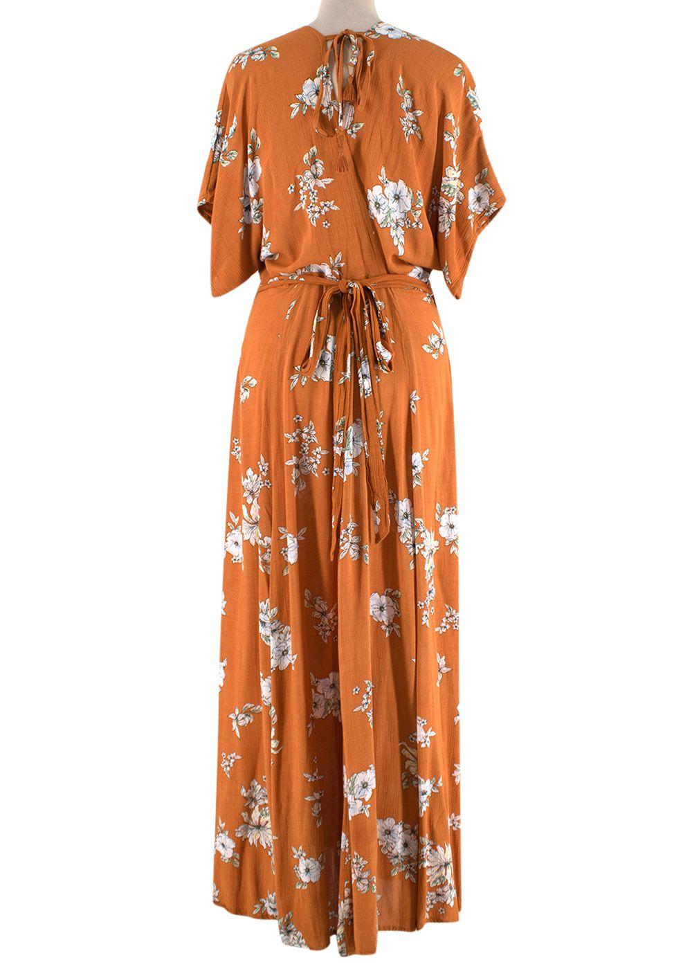 orange floral wrap dress