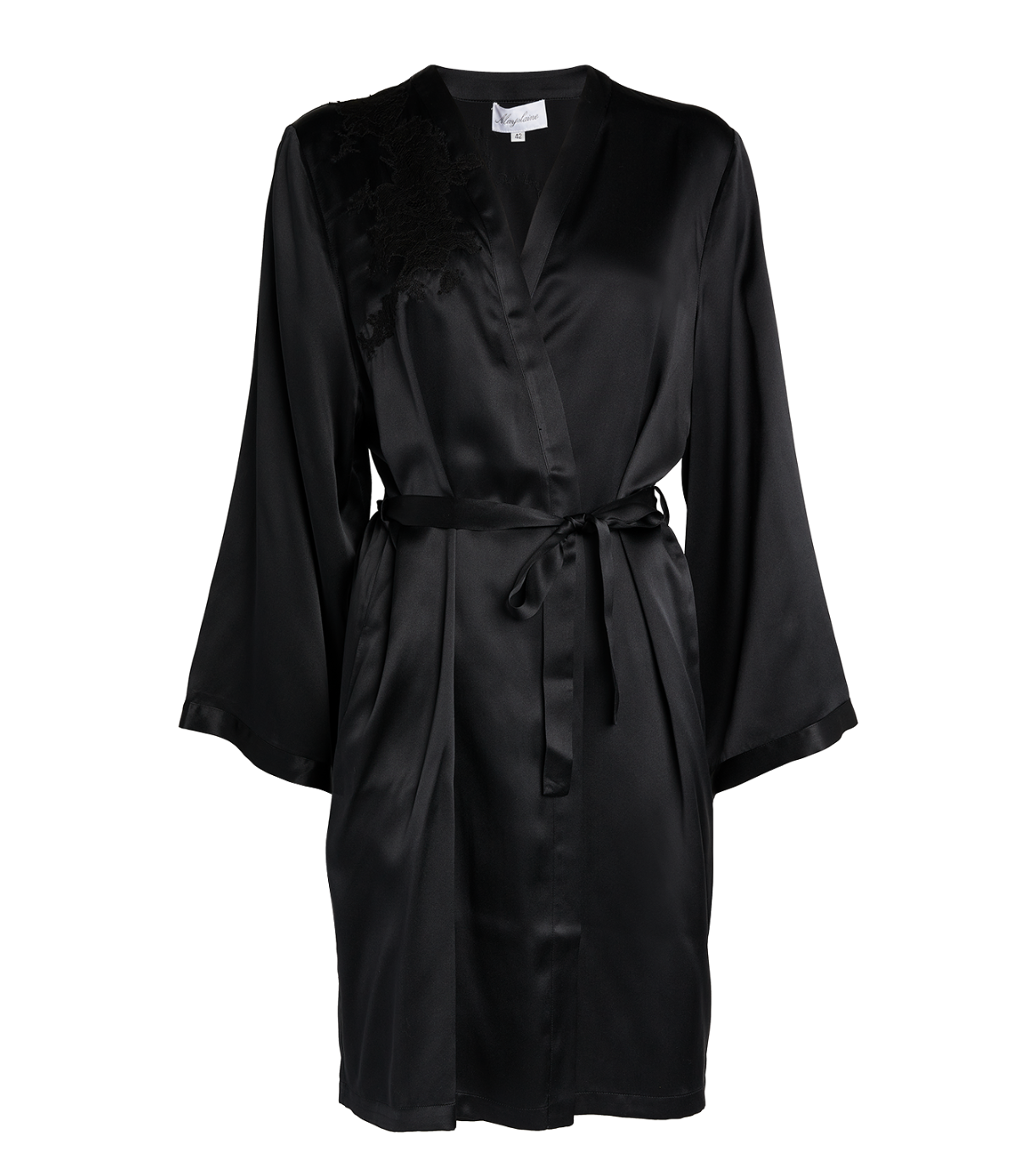 Marjolaine Silk Lace-Trim Robe