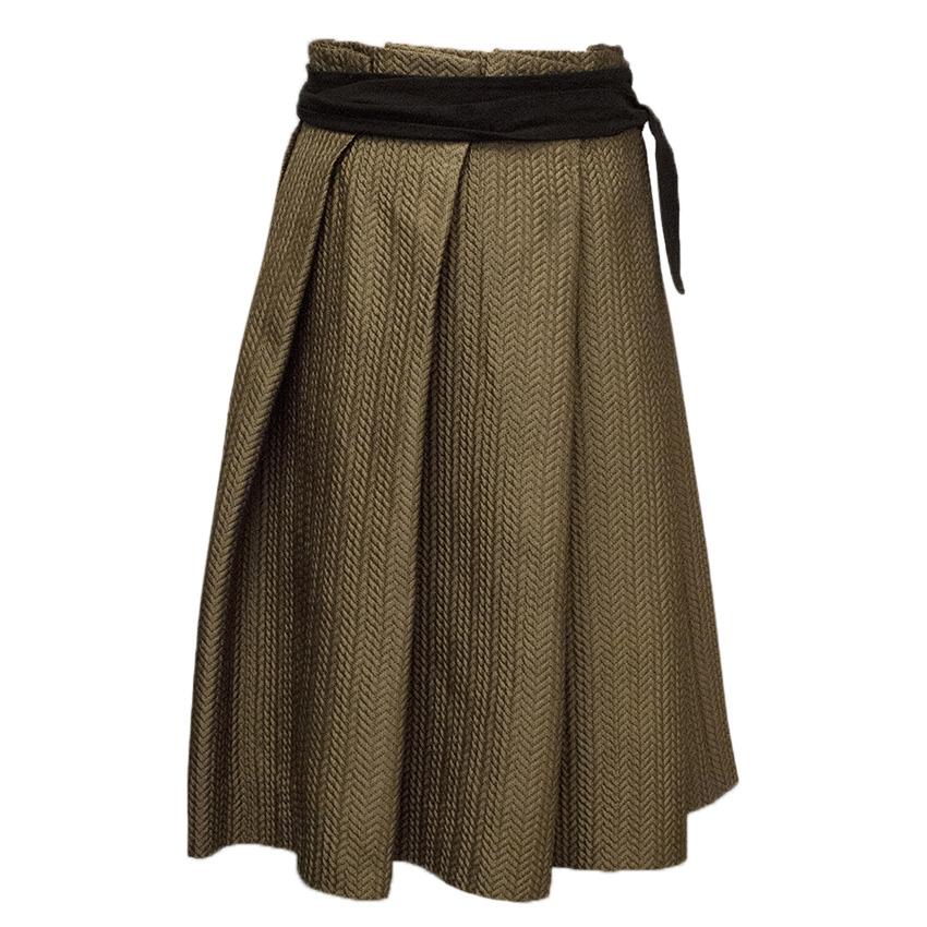 Biryukov Brown Full Skirt with Black Waist
