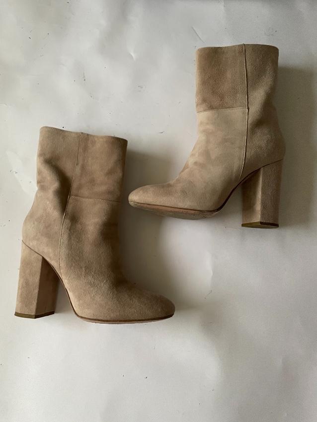 Iris and Ink light beige suede ankle boots