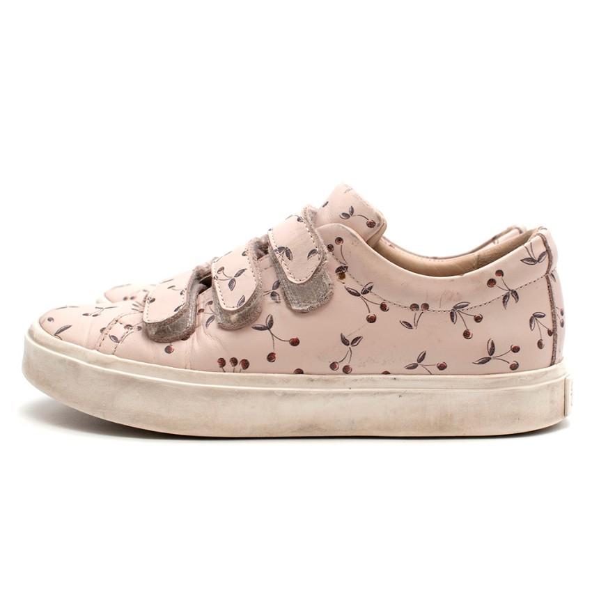 Bonpoint Leather Baby Pink Cherry Motif Low-Top Sneakers