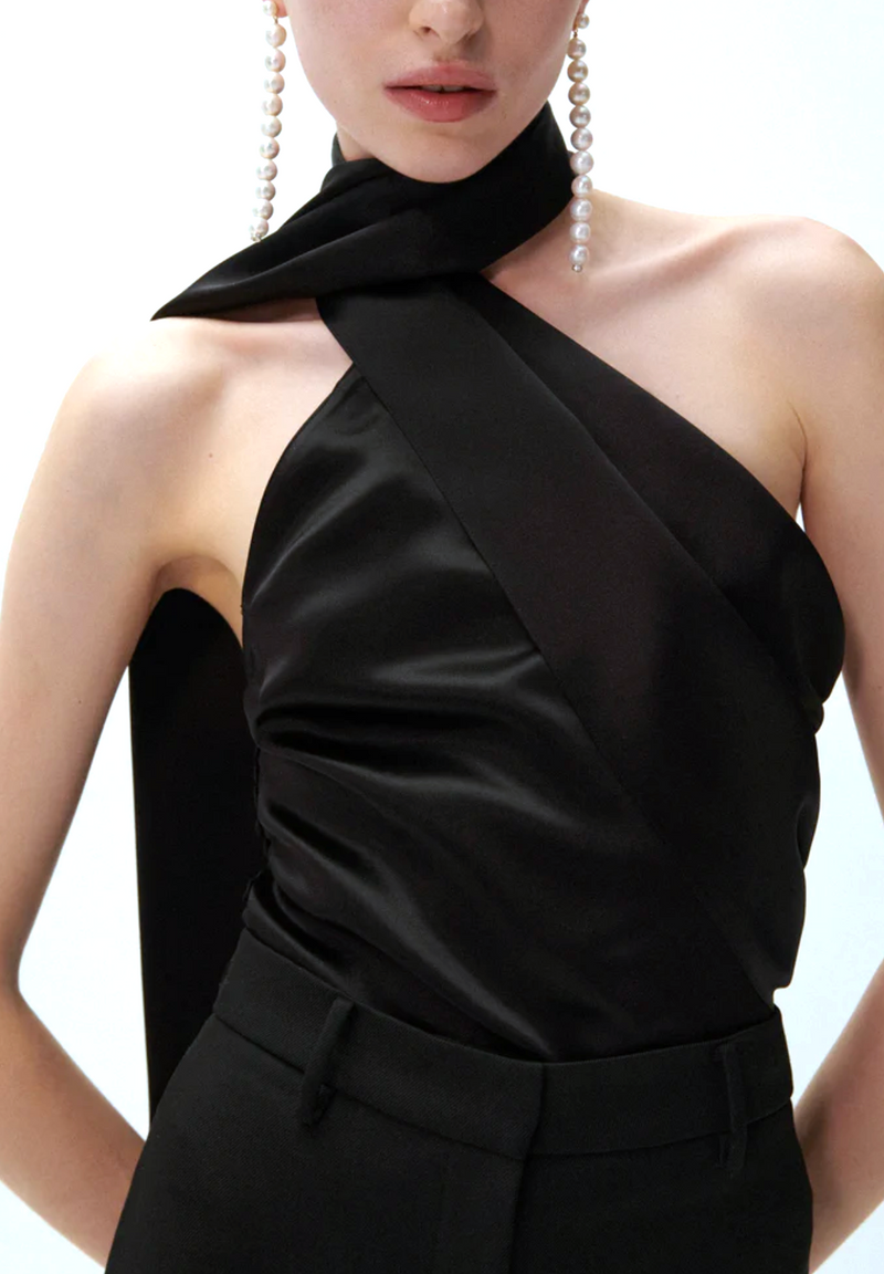 Magda Butrym Silk Wrap Neck Top