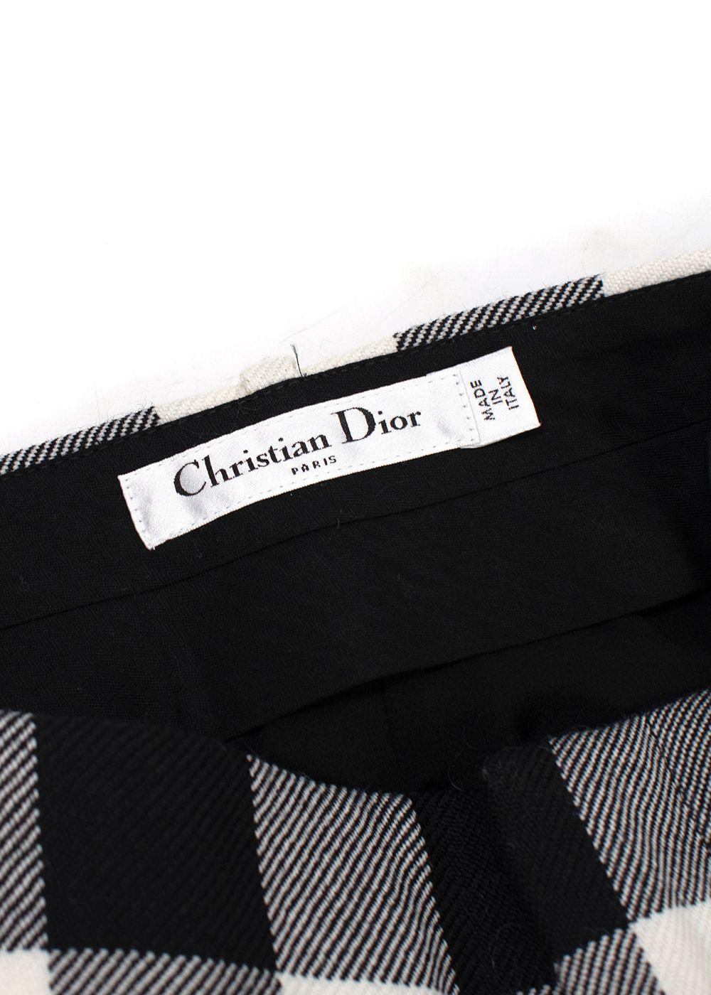 Dior Black and White Gingham High Waisted Wool Shorts