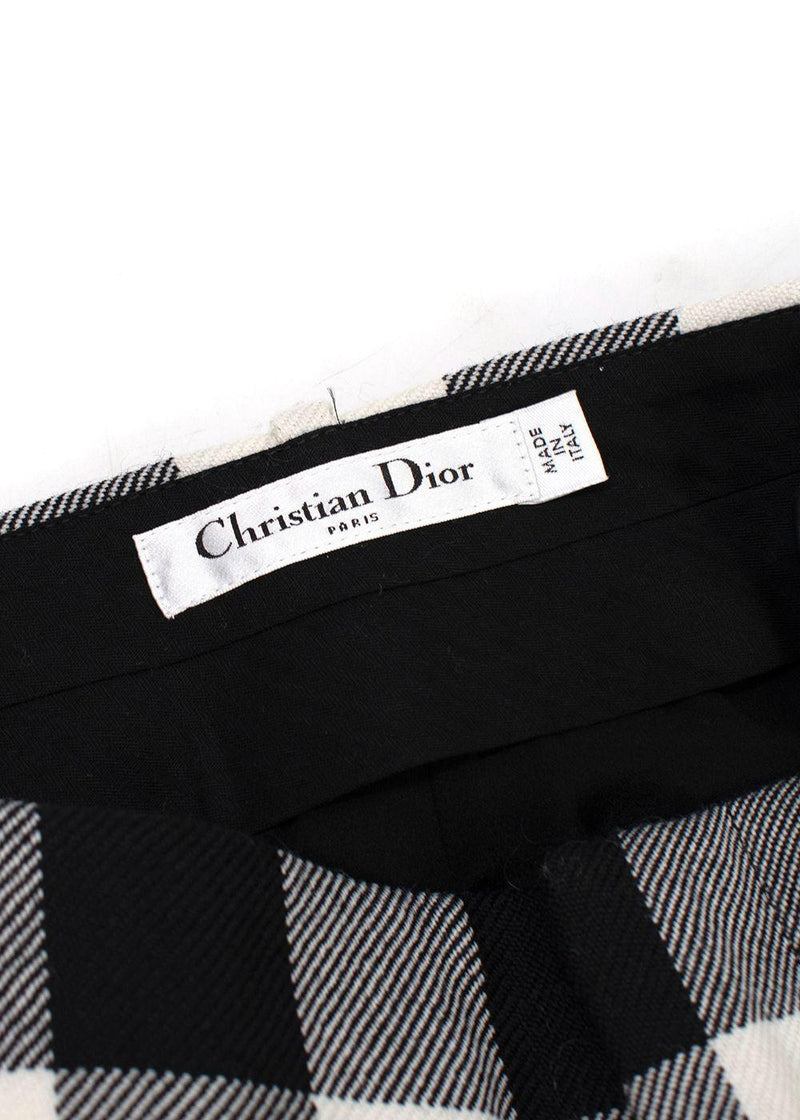 Dior Black and White Gingham High Waisted Wool Shorts