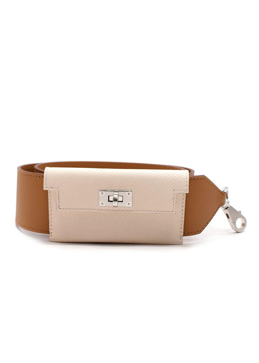Hermes Kelly Gold and Craie Pocket Bag Strap with Palladium Hardware