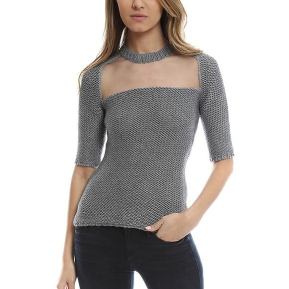 Acne Grey Mesh Panel Knit Jumper