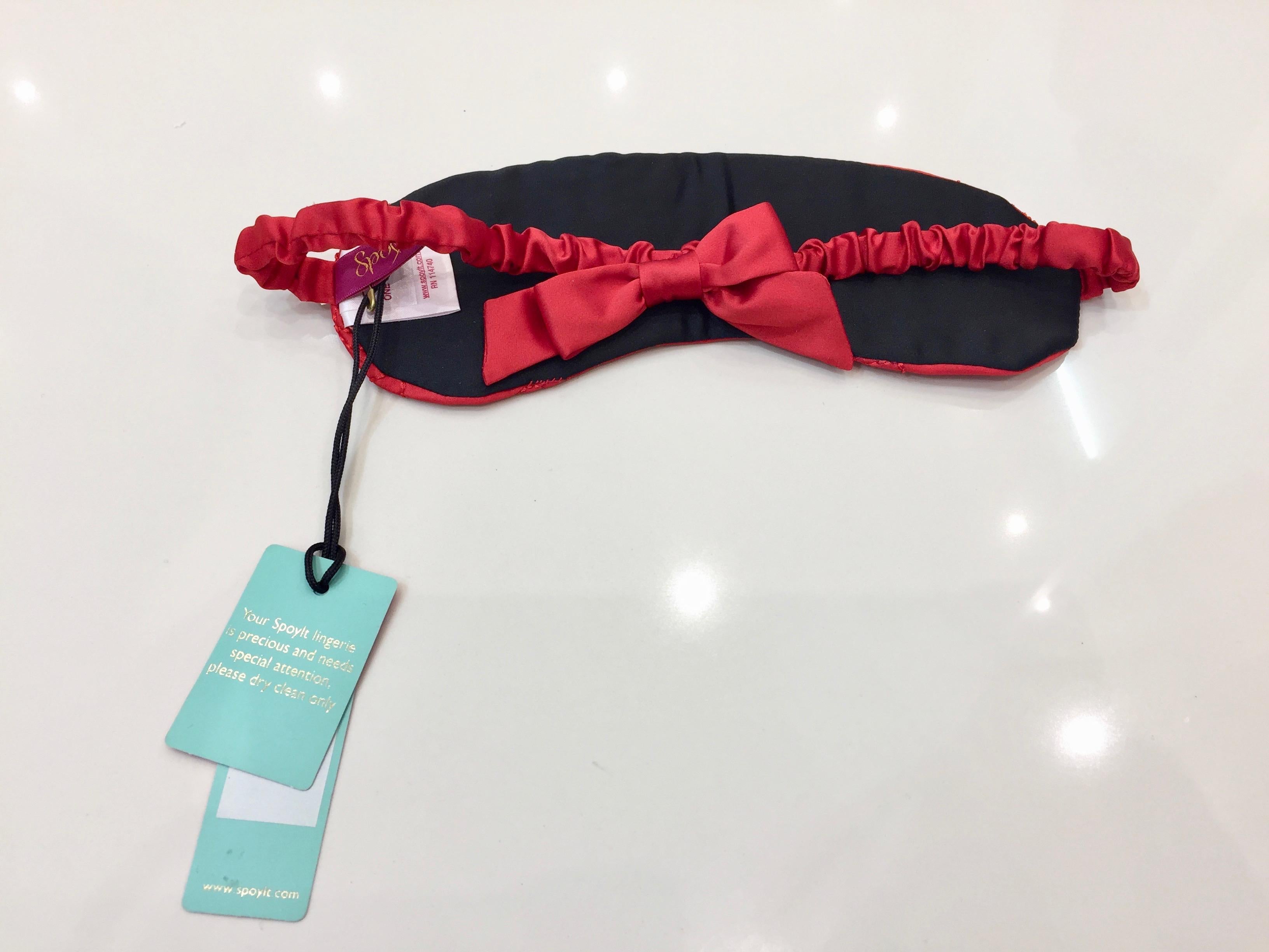 Couture Rouge Satin Embroidered Hearts Eye Mask