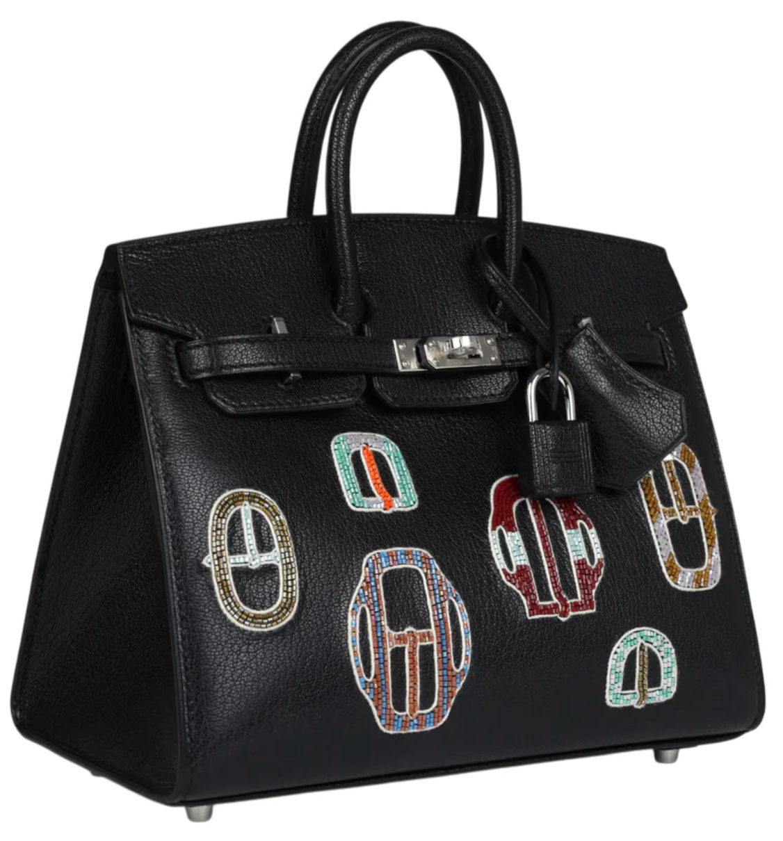 Hermès Birkin 20 Sellier "Bouclerie Moderne Casaque" Chèvre Chamkila Noir with Palladium Hardware