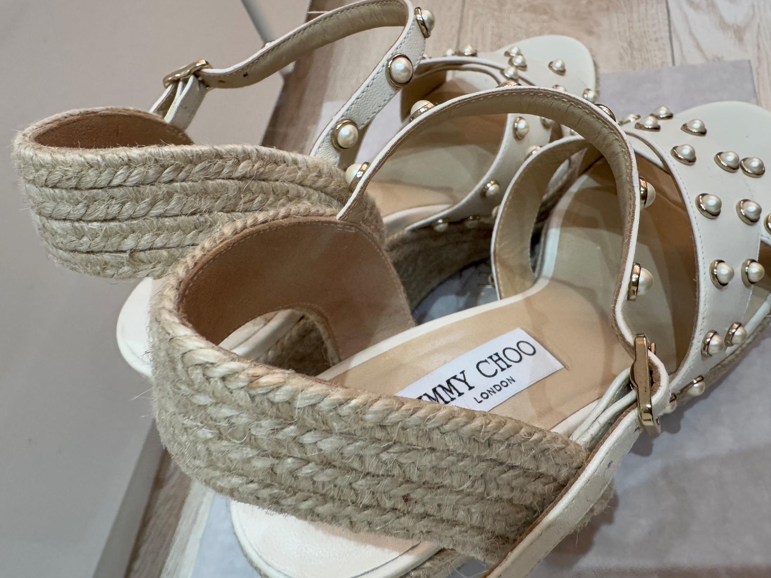 Jimmy Choo Dellena Cream Wedges