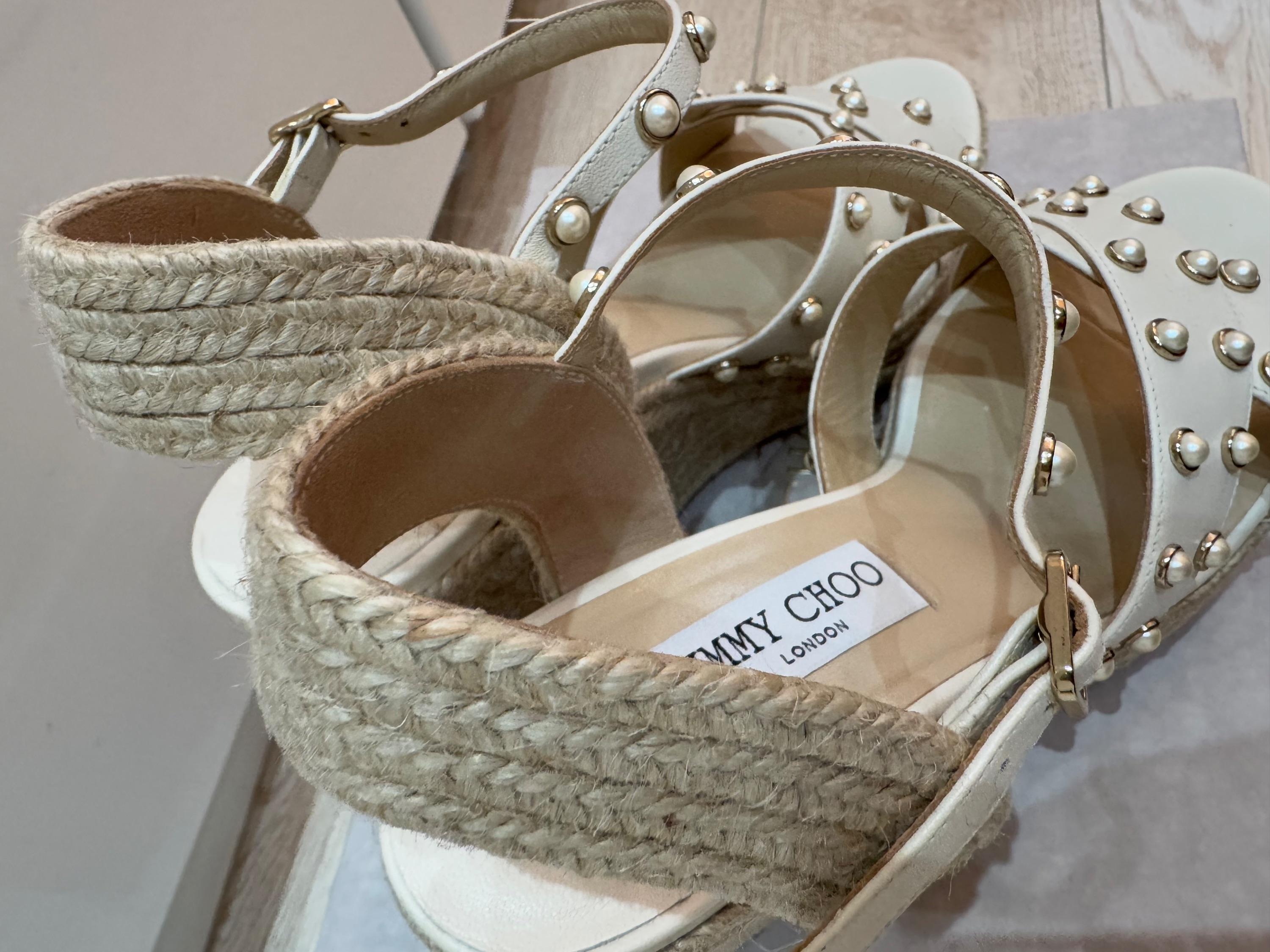 Jimmy Choo Dellena Cream Wedges