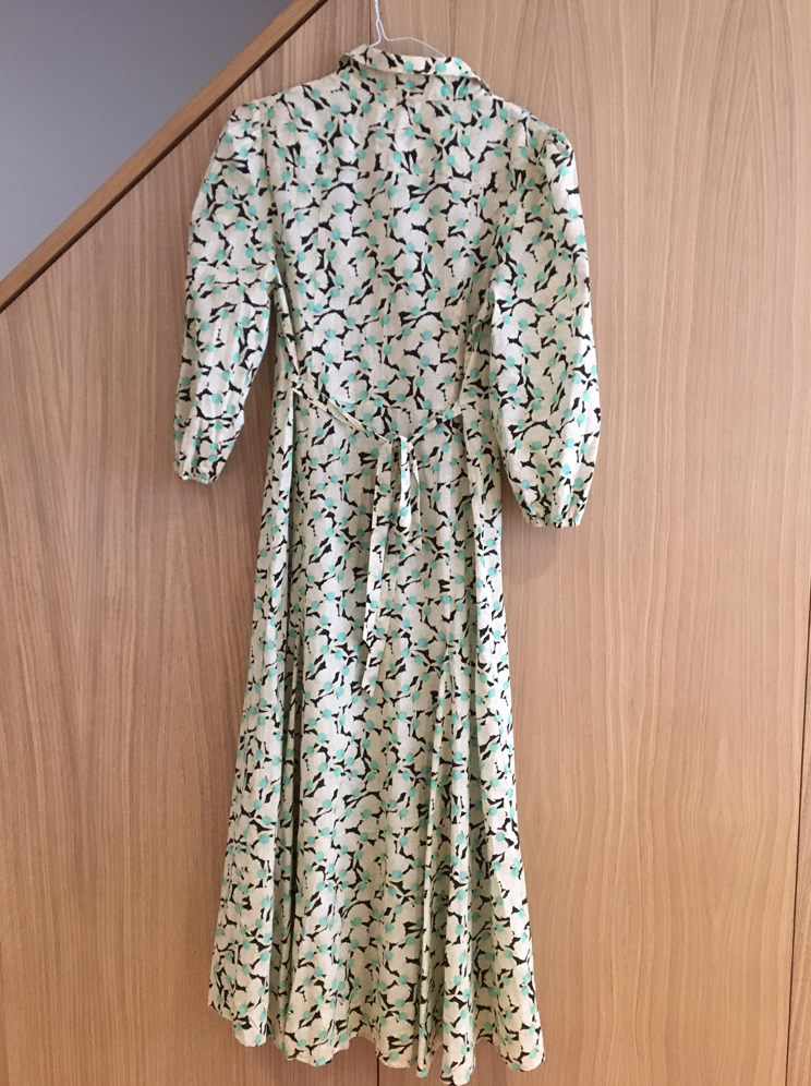 Green, Ivory & Black Floral Shirt Dress
