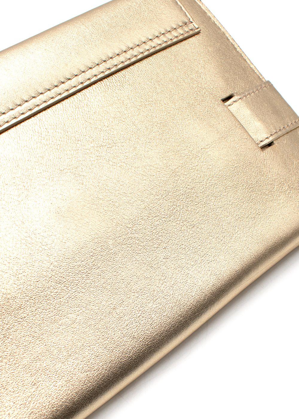 Serena Uziyel Metallic Gold Envelope Chain Detail Clutch