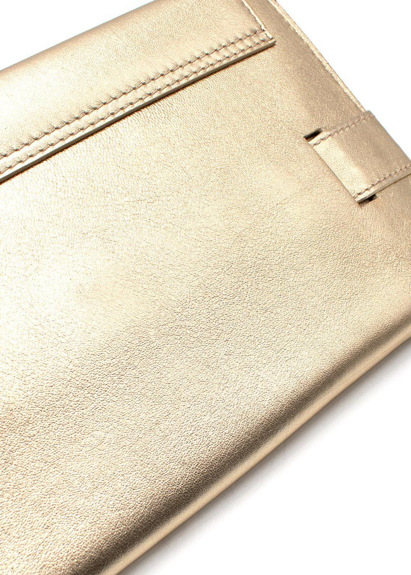Serena Uziyel Metallic Gold Envelope Chain Detail Clutch