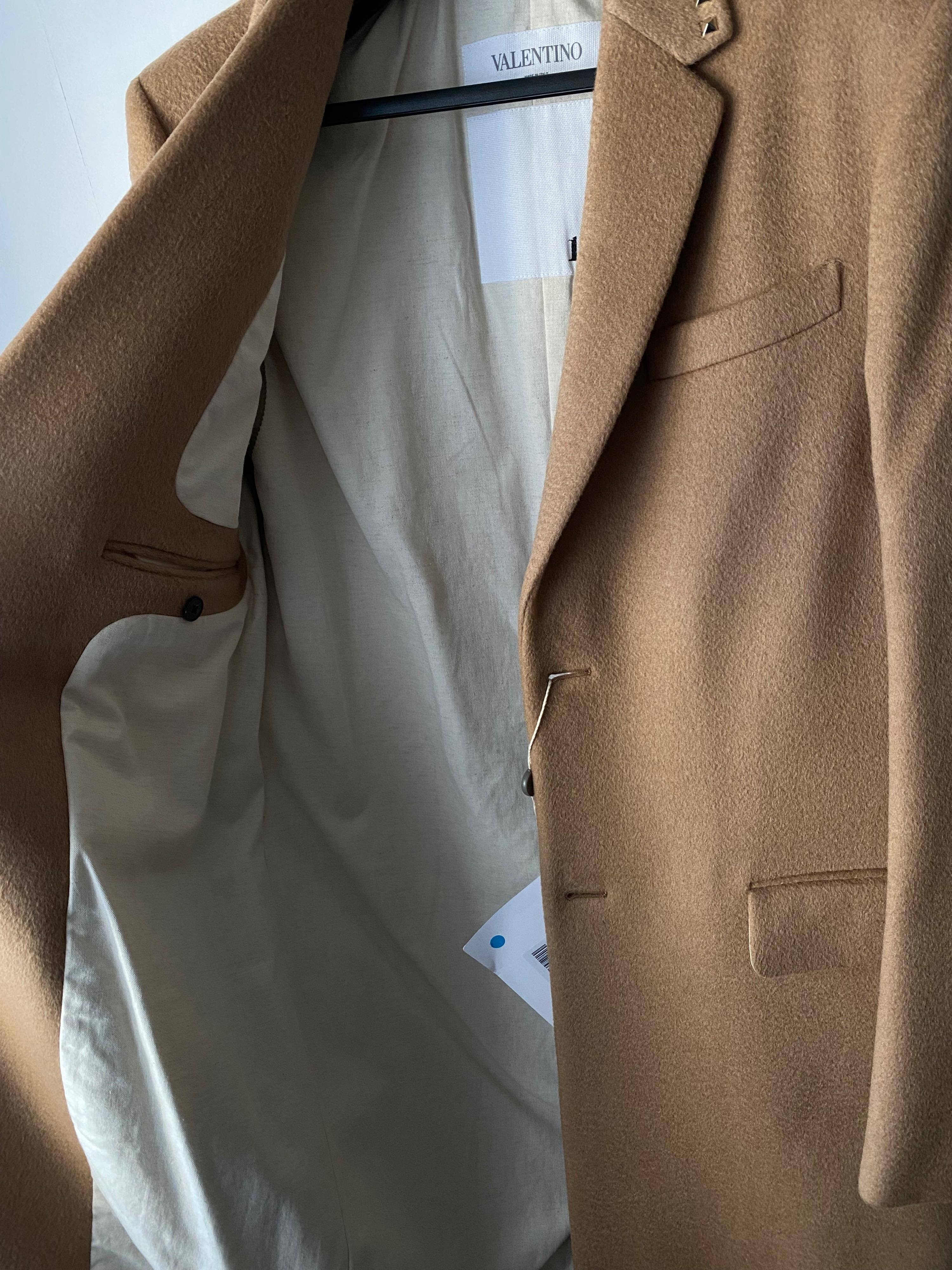 Camel Wood Rockstud Detail Coat