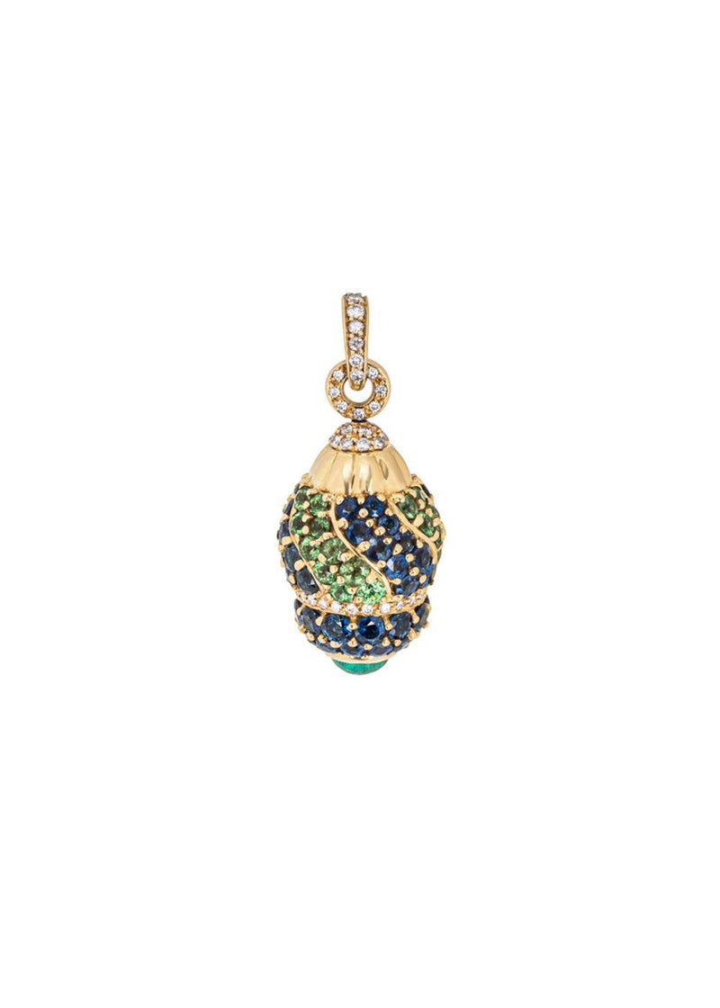18ct Yellow Gold Diamond & Sapphire Pendant