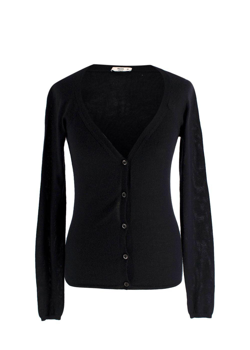 Prada Black Super Fine Knit Cardigan