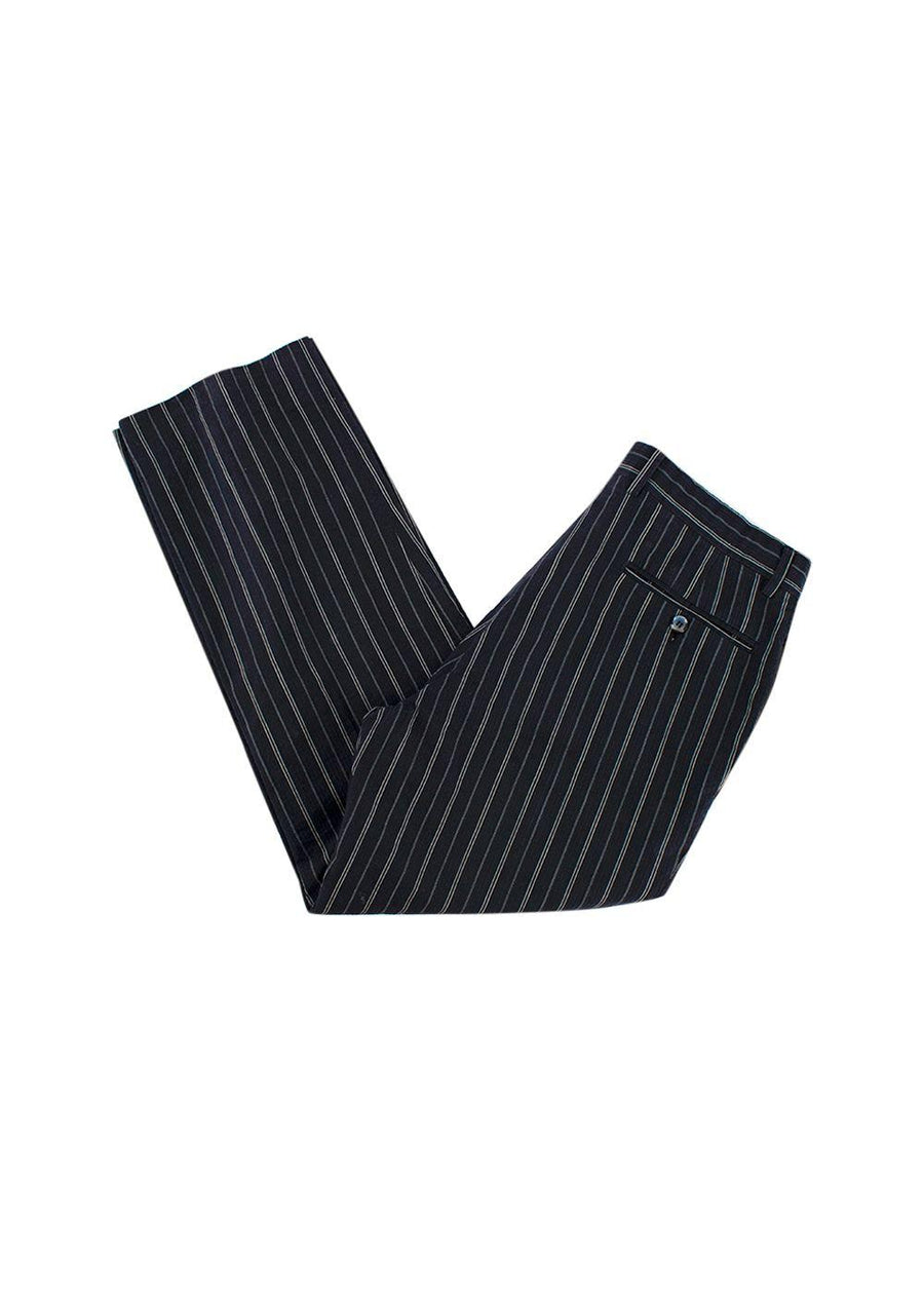 Navy Striped Straight Leg Trousers