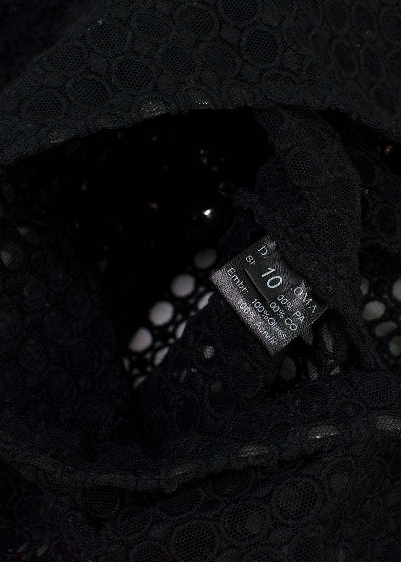 David Koma Black Crystal Embellished Bodysuit