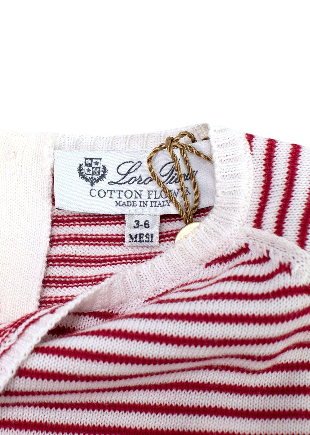 Loro Piana 3-6m Red and White Striped Knit Baby Top and Pants Set