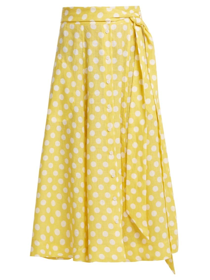 Lisa Marie Fernandez Yellow Linen A-Line Midi Skirt