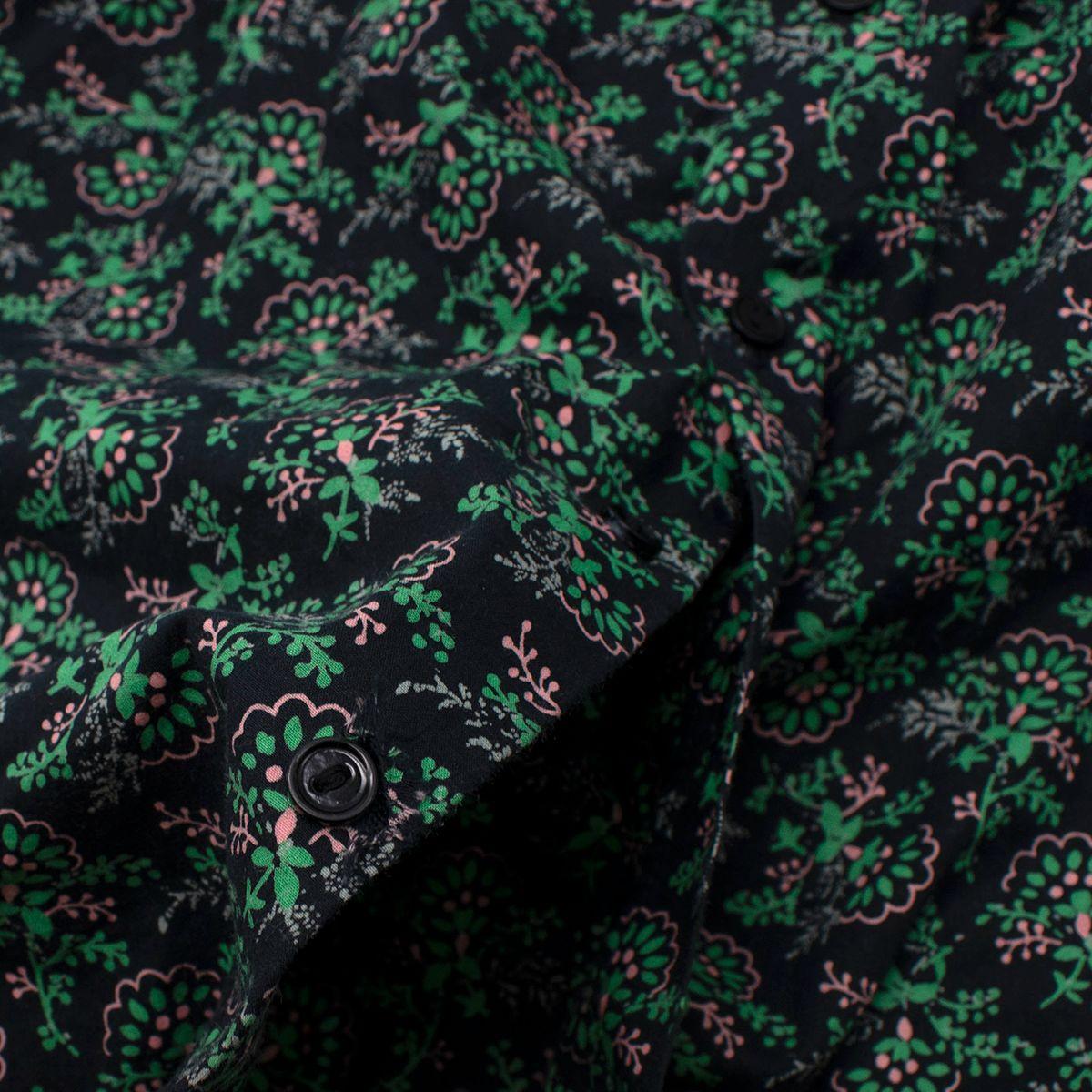 Black & Green Leaf Print Cotton Tunic Dress