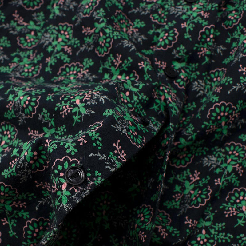 Black & Green Leaf Print Cotton Tunic Dress