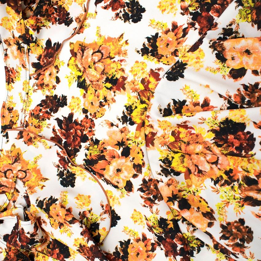 Ellery Orange Floral Print Ruffled Midi Skirt