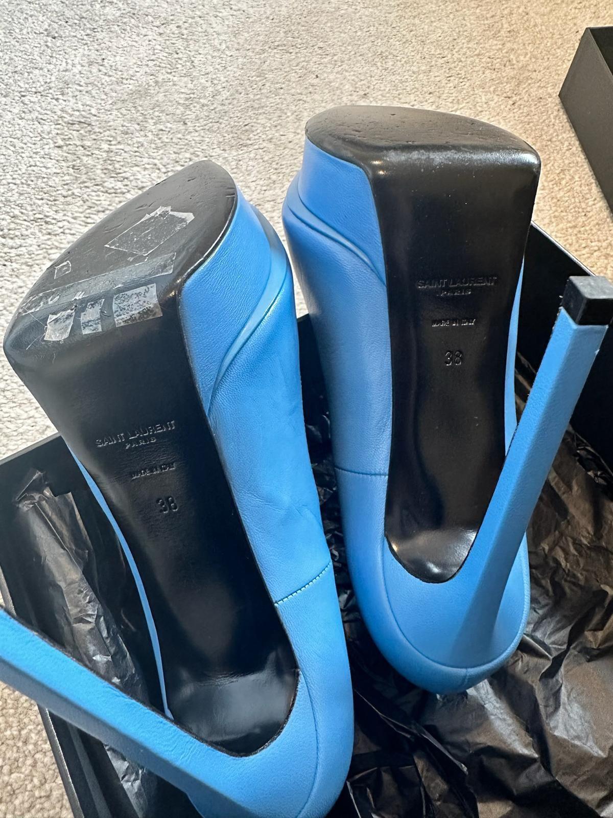Saint Laurent Blue Leather Platform Heels