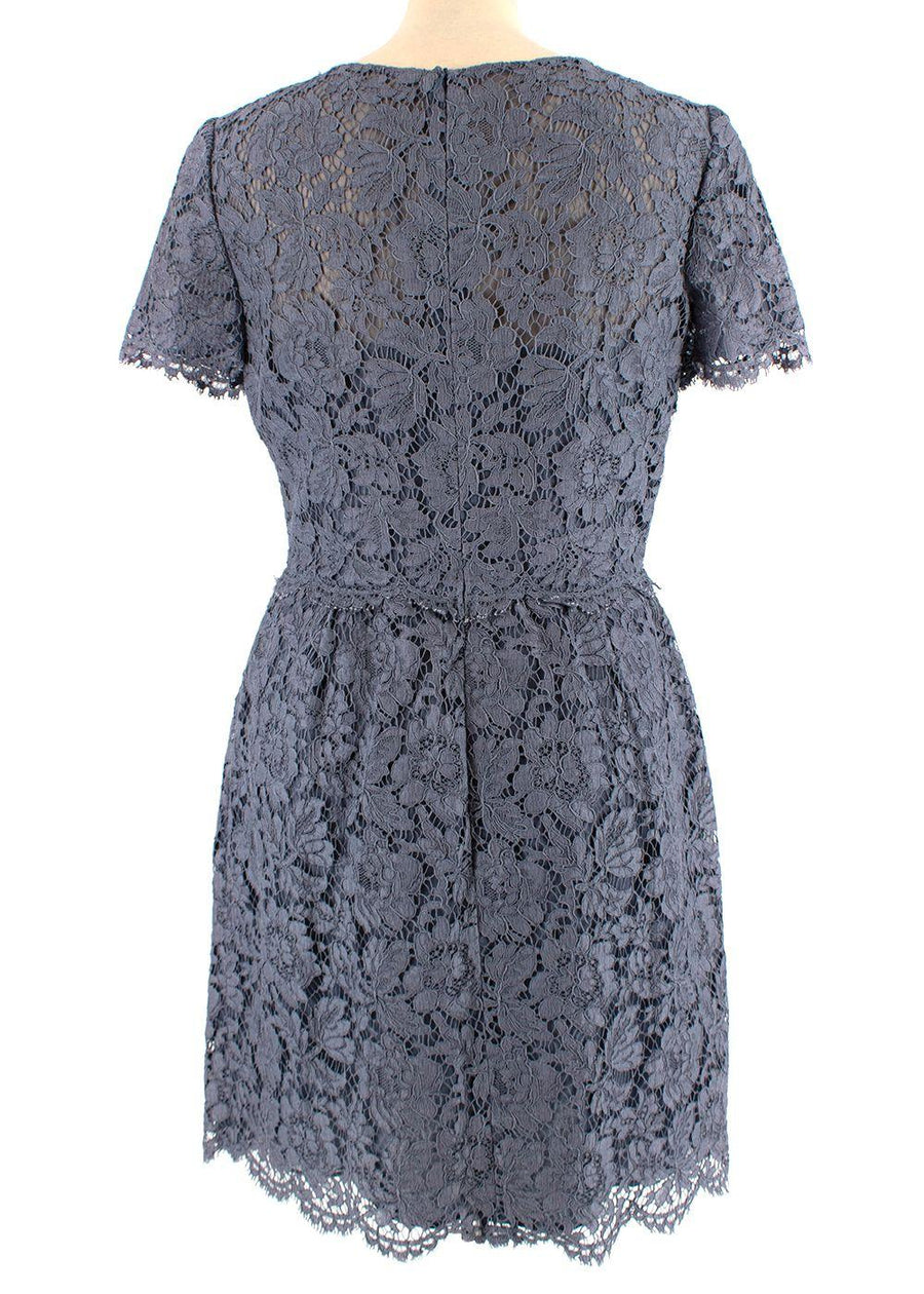 Valentino Steel Blue Floral Lace Dress