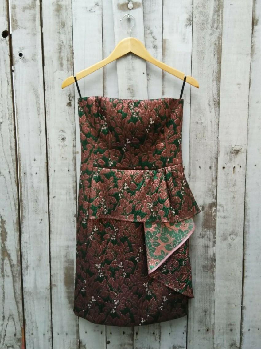Tara Jarmon Strapless Metallic Jacquard Corset Mini Dress