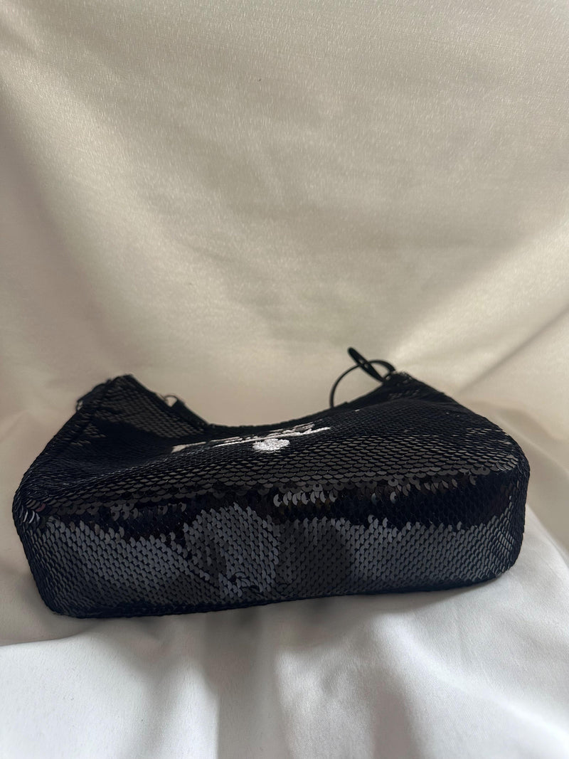 Prada Black Sequin Re-edition 2005 Shoulder Bag