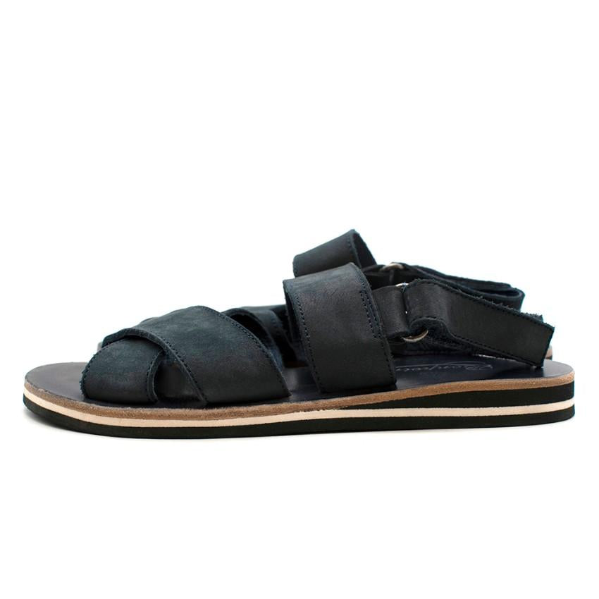 Bonpoint Navy Suede Velcro Sandals
