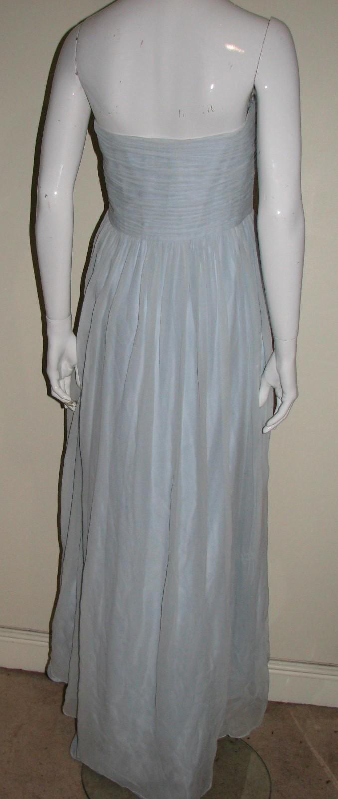Marchesa Notte light-blue embellished strapless gown