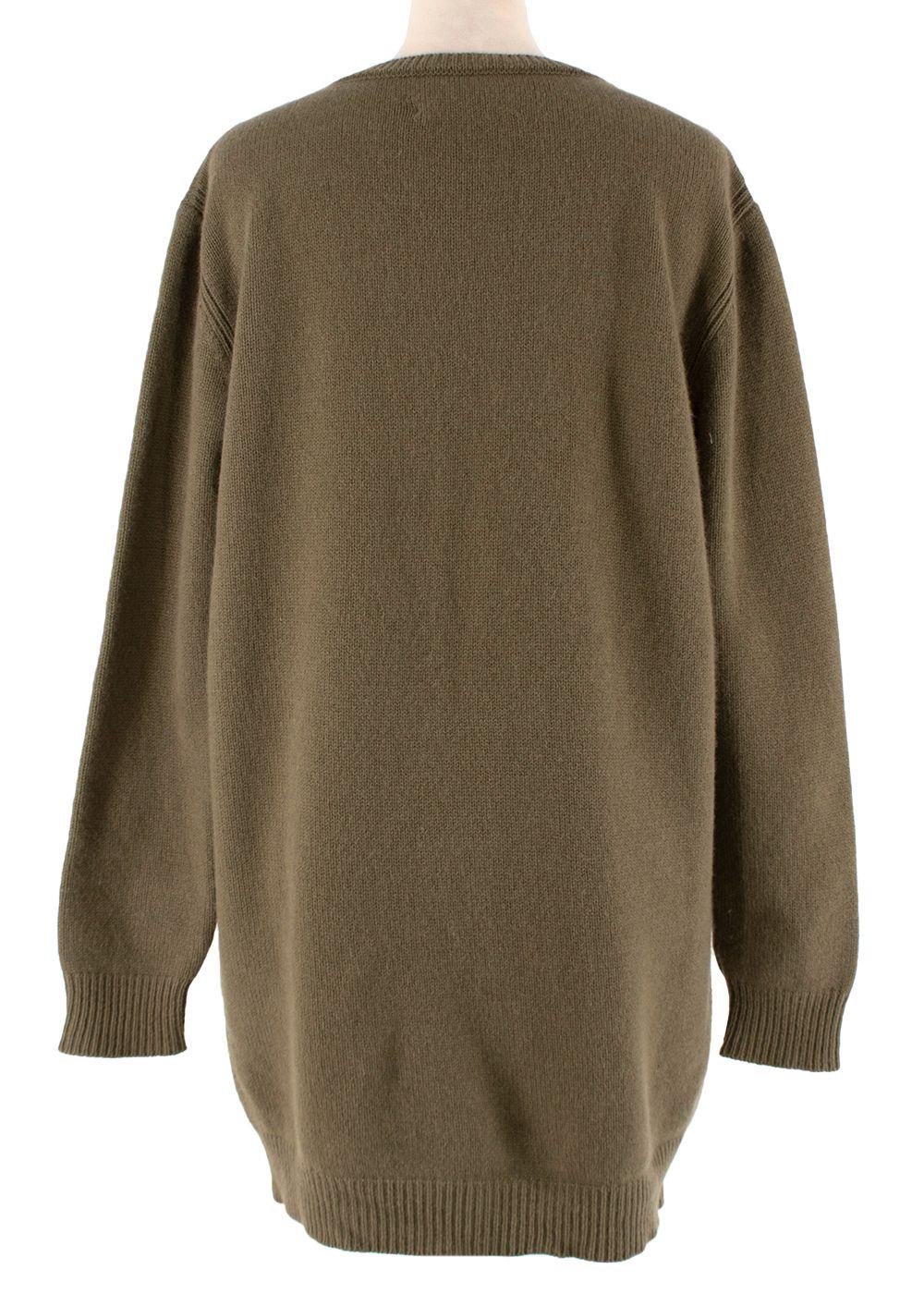 khaki wool Friday intarsia sweater