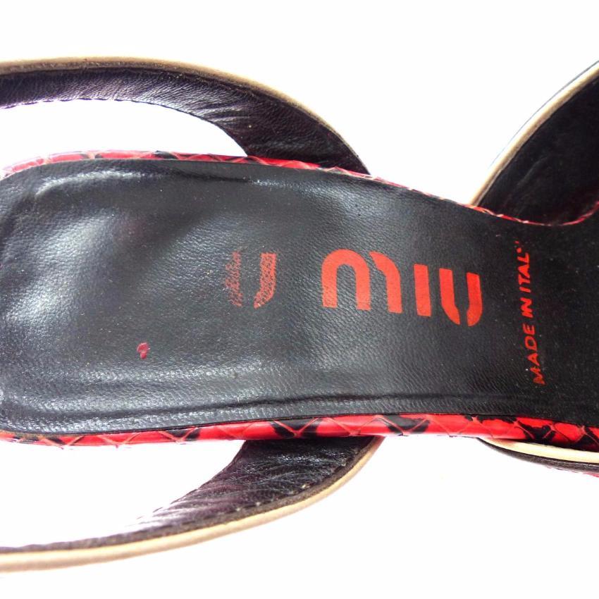 MIU MIU Red and Black Python Peep-Toe High Heeled Sandals