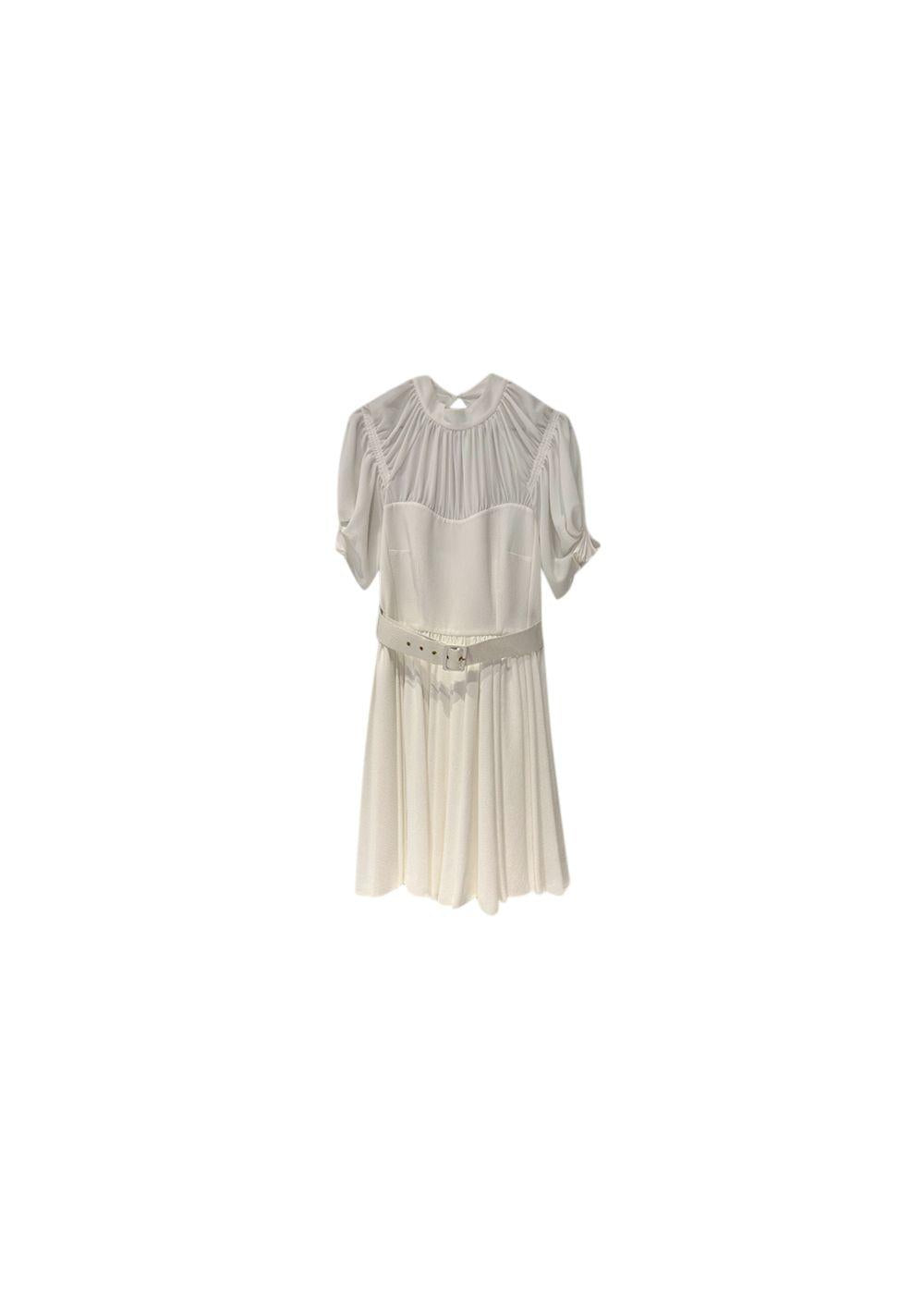 White hammered crepe dress