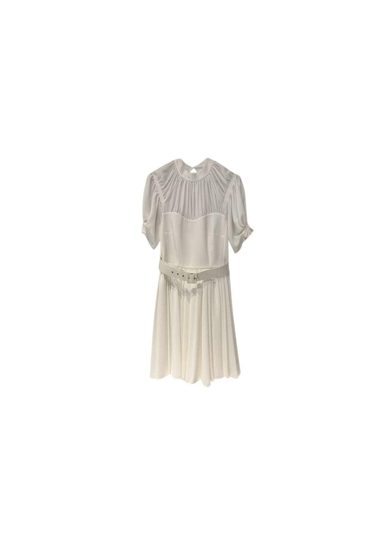 White hammered crepe dress
