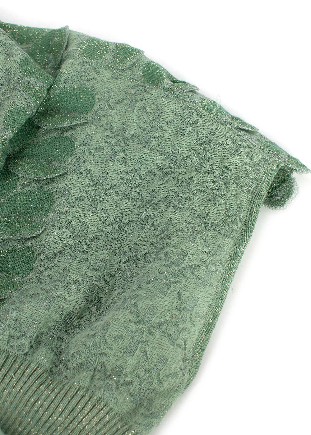 Chanel Mint Green Metallic Woven Petal Applique Top