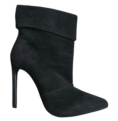 Saint Laurent Black Suede Fold Over Ankle Boots