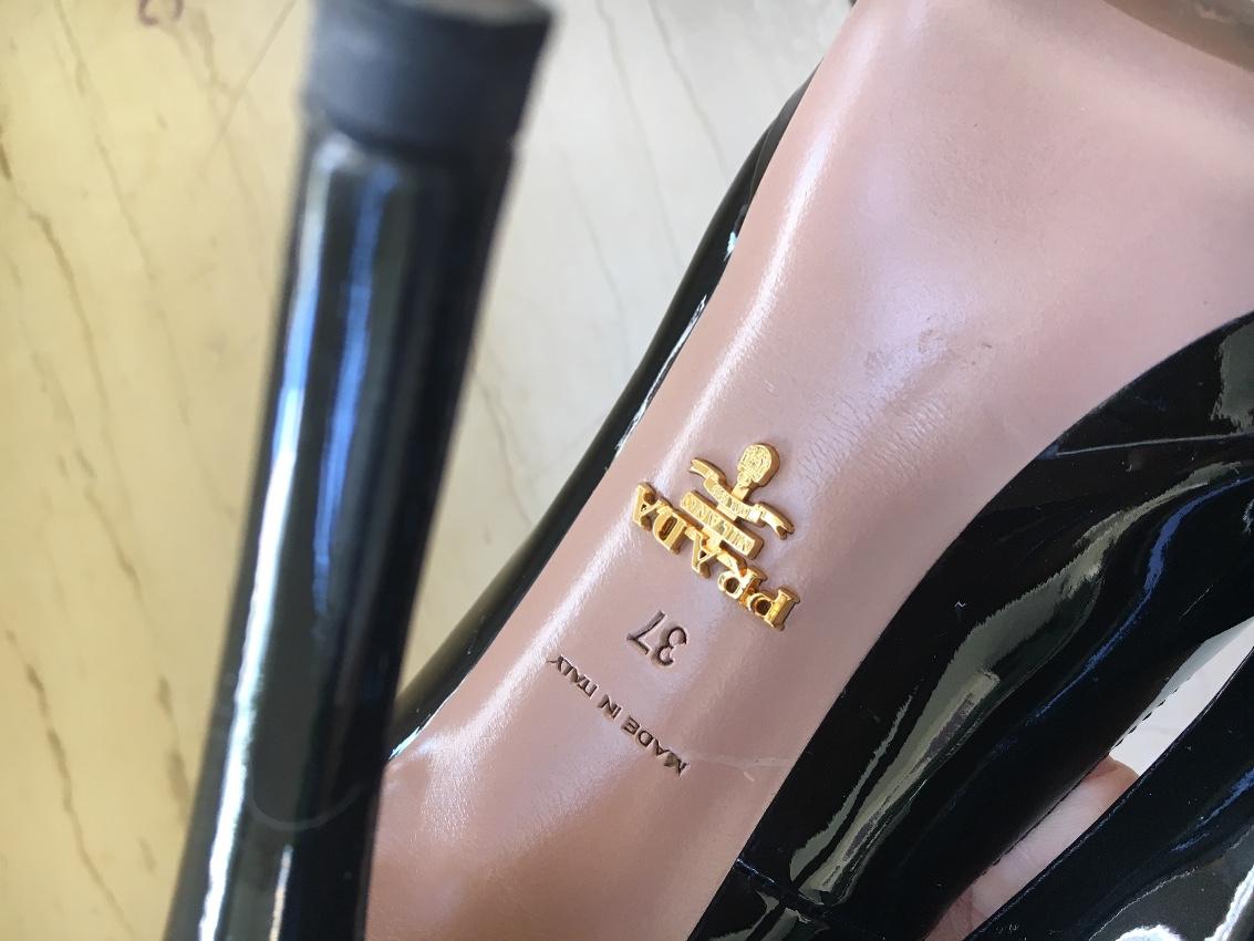 Prada Black Patent Leather Peep-Toe Pumps