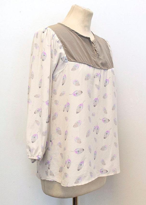 Tucker leaf print blouse