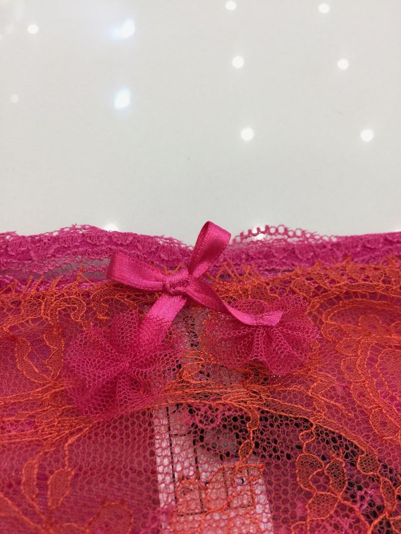 Chantal Thomass Fuchsia Pink & Orange Calais Leavers Lace Brief