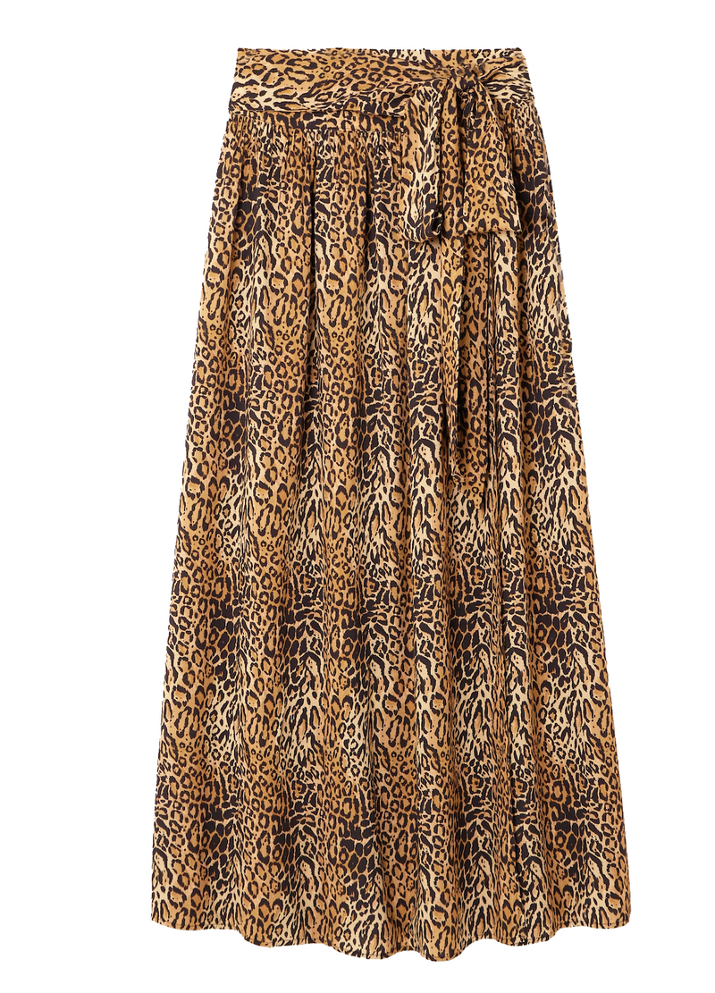 Melissa Odabash Elsa Belted Leopard-Print Jersey Maxi Wrap Skirt