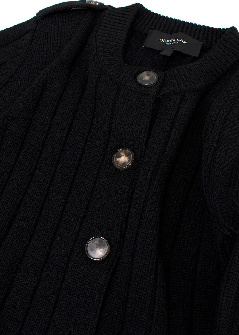 Derek Lam Black Ribbed Knitted Longline Cardigan