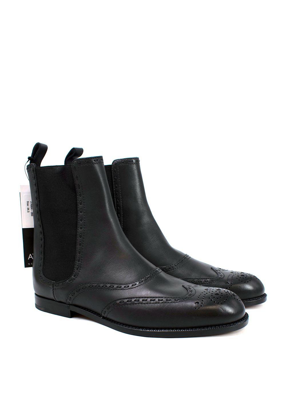 Bottega Veneta Black Brogue Leather Boots