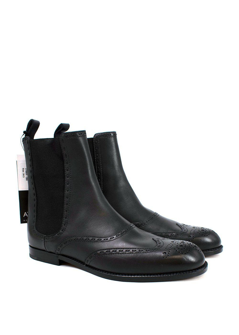 Bottega Veneta Black Brogue Leather Boots