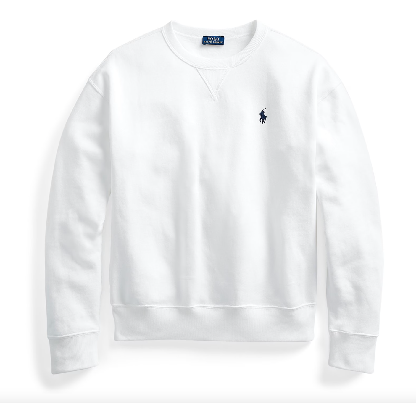 Polo Ralph Lauren White Fleece Crew Sweater