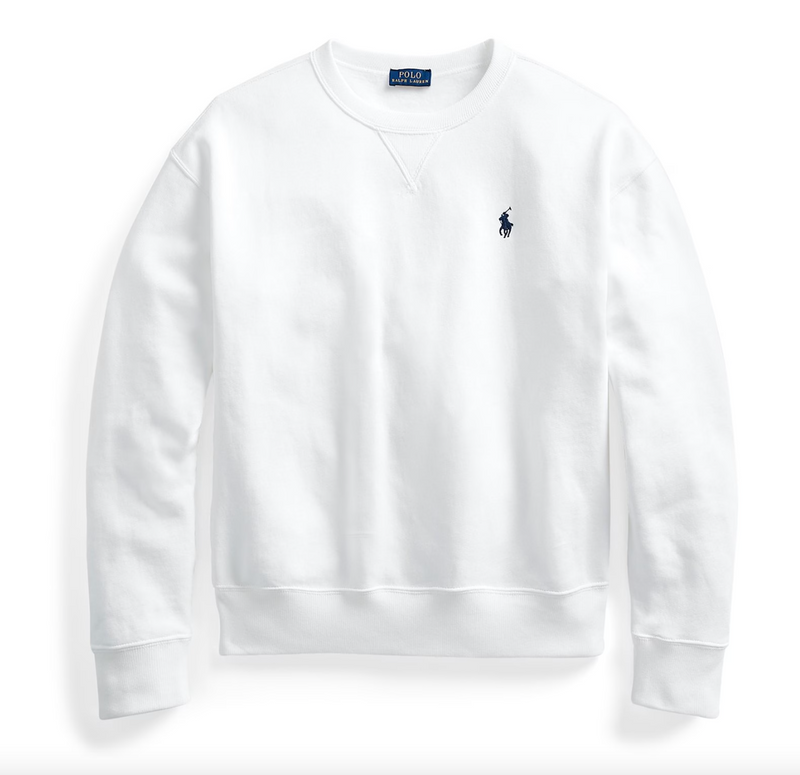 Polo Ralph Lauren White Fleece Crew Sweater