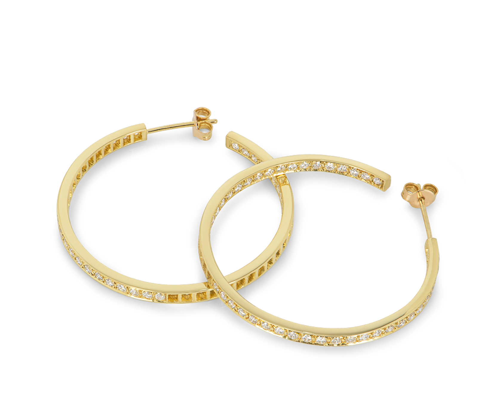 18ct yellow gold & diamond hoop earrings 2.35ct TDW