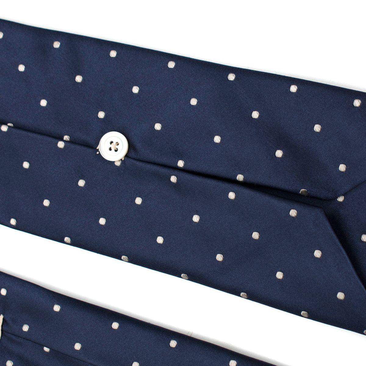 D'Avino Napoli Navy And White Dot Satin Tie
